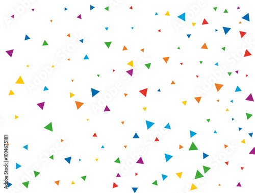 Rainbow Triangular Confetti. Confetti celebration, Falling rainbow abstract decoration for party, birthday celebrate, anniversary or event, festive. Festival decor. Vector illustration.