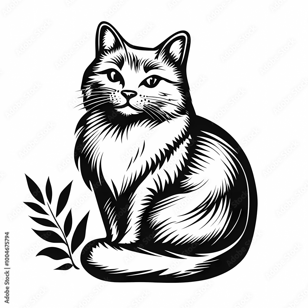 Coloring page with a cat, black and white outline. A great opportunity for children to show their imagination and artistic skills. Coloring page with a cat, black and white outline. A great opportunity for children to show their imagination and artistic skills.