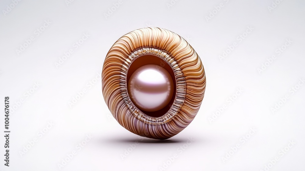 Pearl in Shell: A pearl, a symbol of elegance and purity, rests nestled within a delicate and intricately patterned shell. Pearl in Shell: A pearl, a symbol of elegance and purity, rests nestled within a delicate and intricately patterned shell.