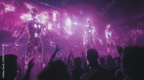 Wallpaper Mural  A futuristic concert with AI-generated music and holographic performers.  Torontodigital.ca