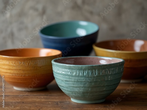 Handcrafted ceramic bowls in various colors, perfect for modern home decor.