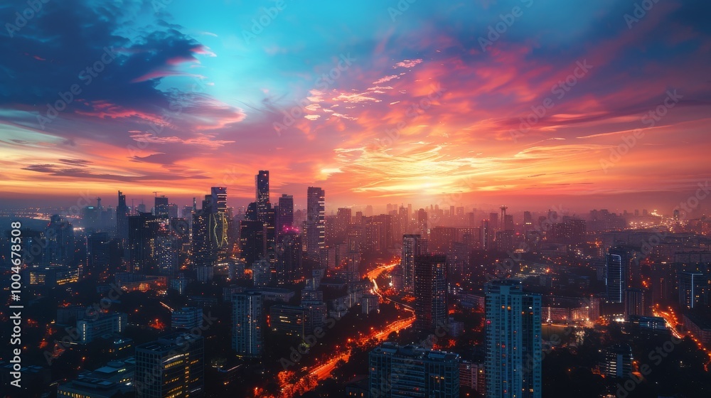 A cityscape at dawn, the sky painted in soft pastel colors, the city slowly coming to life A cityscape at dawn, the sky painted in soft pastel colors, the city slowly coming to life