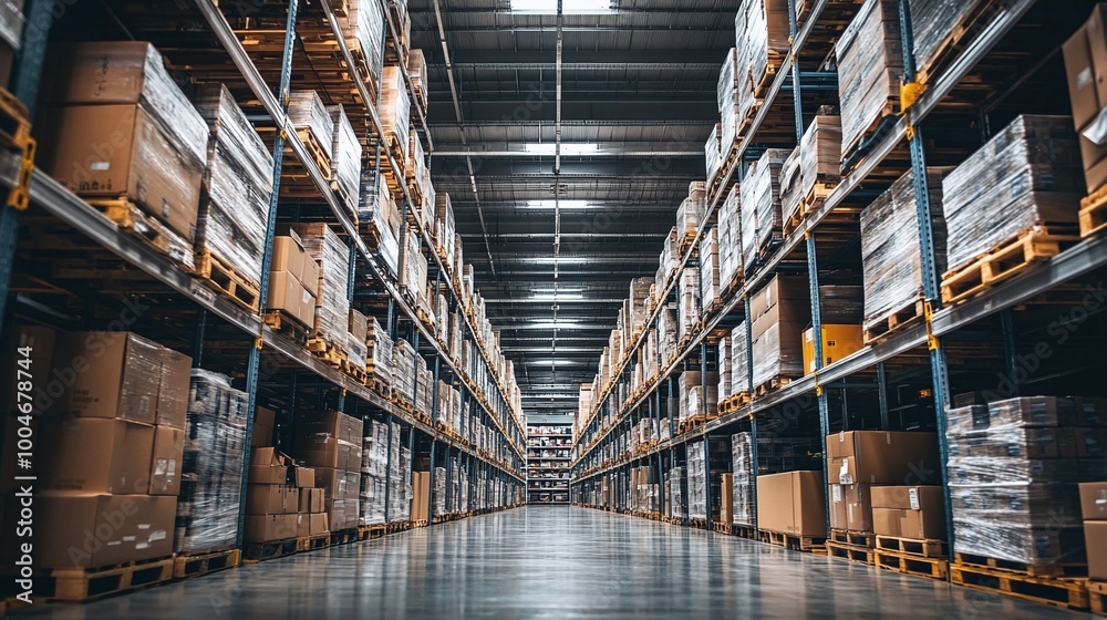 smart and automated warehouse interior designed for maximum efficiency in logistics and supply chain management highlighting inventory control and order fulfillment processes smart and automated warehouse interior designed for maximum efficiency in logistics and supply chain management highlighting inventory control and order fulfillment processes
