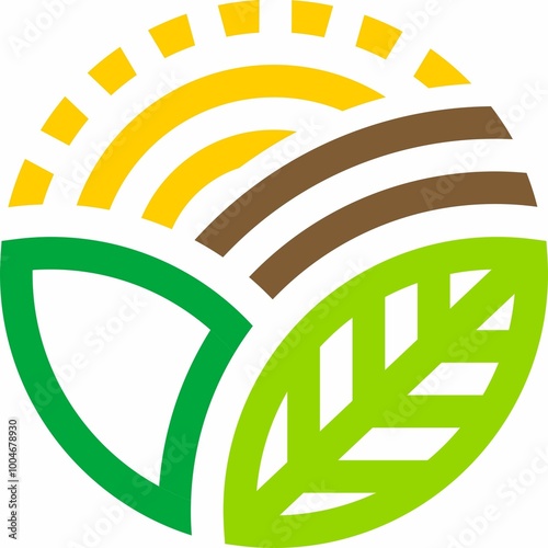 Round logo sun leaf and garden