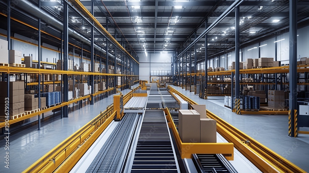 smart and automated warehouse interior designed for maximum efficiency in logistics and supply chain management highlighting inventory control and order fulfillment processes smart and automated warehouse interior designed for maximum efficiency in logistics and supply chain management highlighting inventory control and order fulfillment processes