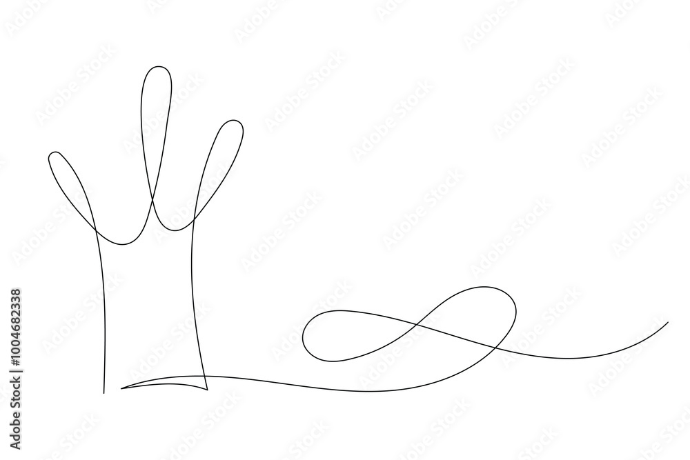 Sketch One Line Art. Abstract Silhouette Outline Doodle Contour Hand Drawn Illustration. Curve Line Symbol Icon. Editable Thin Vector Stroke. Continuous Line Sketch Modern Black Line Art 