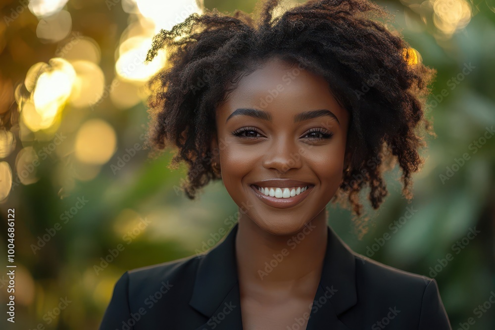 a beautiful african american businesswoman radiates joy and confidence laughter lighting up her face as she stands outdoors her vibrant energy embodies success and positivity a beautiful african american businesswoman radiates joy and confidence laughter lighting up her face as she stands outdoors her vibrant energy embodies success and positivity