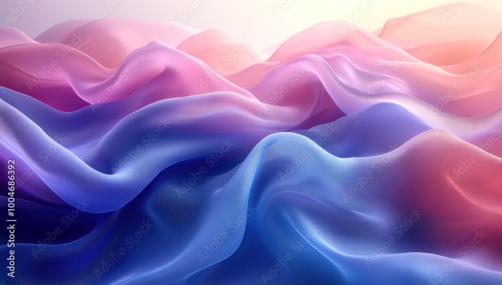 Fototapeta premium Abstract Blue Pink Flowing Fabric