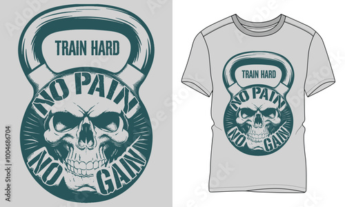 Train hard no pain no gain - Fitness typography vector T-shirt design. motivational and inscription quotes.
perfect for print item and bags, posters, cards. isolated on black background
