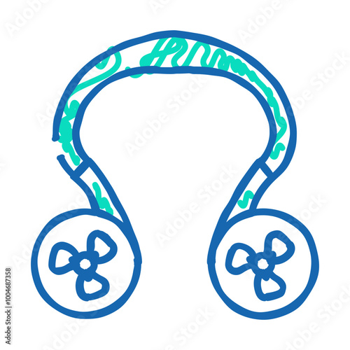 neck fan doodle icon sketch vector. neck fan sign. isolated symbol illustration