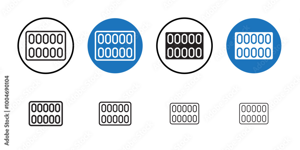 Fototapeta premium Pill Blister Pack icon Thin line art collection