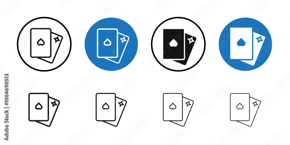 Playing cards icon Thin line art collection Playing cards icon Thin line art collection
