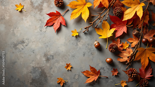 Fall Autumn Leafs Orange Brown Background Stone