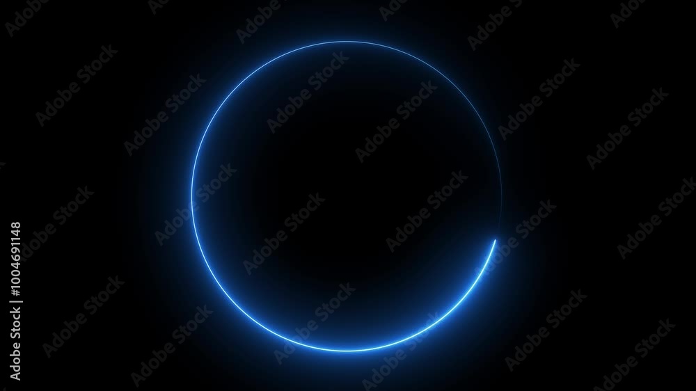 Neon light glowing circle frame loading icon background . Neon light glowing circle frame loading icon background .