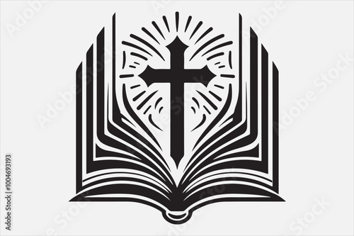 Silhouette of a holy Bible and cross