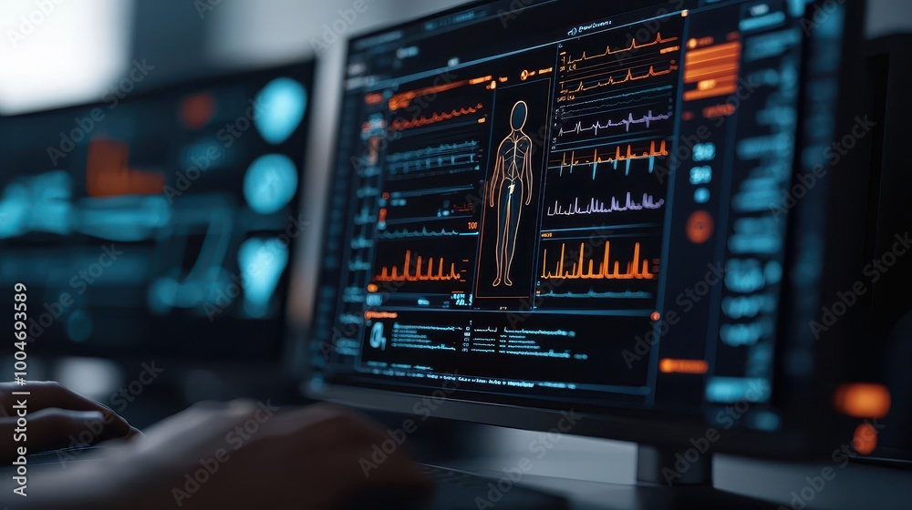 AI-powered medical device continuously monitoring patients' vitals in ICU, improving response time to emergencies, AI healthcare, ICU monitoring AI-powered medical device continuously monitoring patients' vitals in ICU, improving response time to emergencies, AI healthcare, ICU monitoring