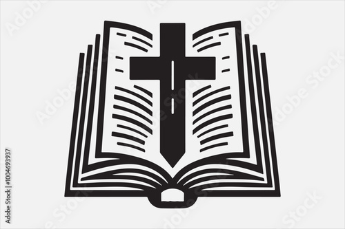 Silhouette of a holy Bible and cross