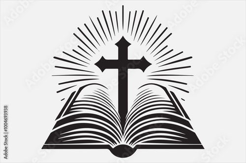 Silhouette of a holy Bible and cross