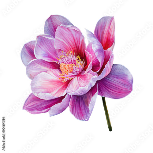 Watercolour of a single flower bloom with a transparent background.
