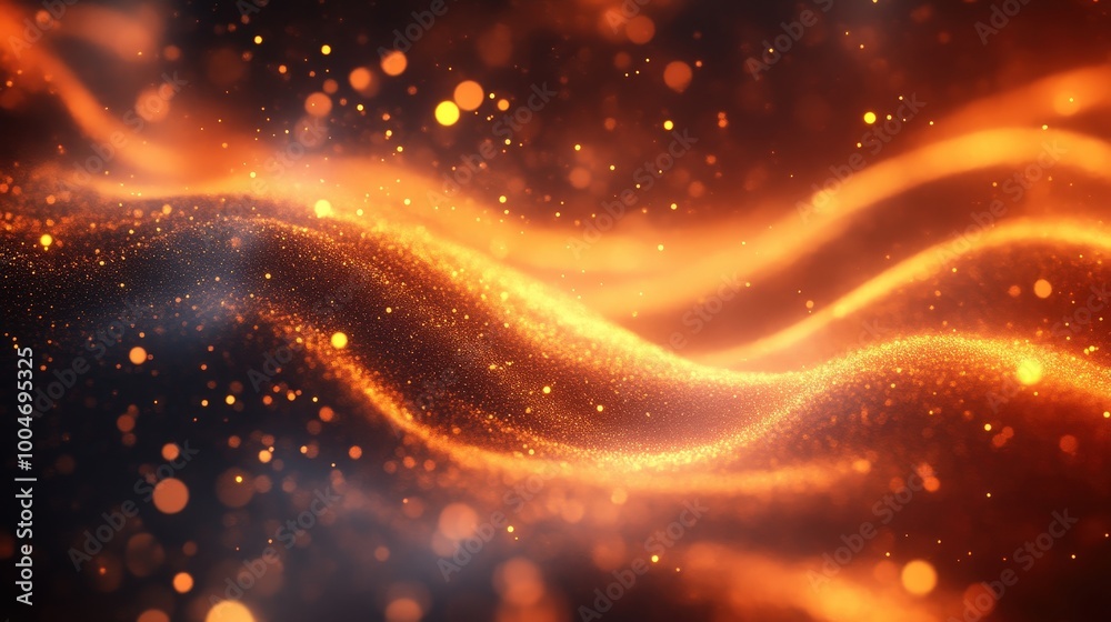 Flowing Streams Of Glowing Orange Particles In A Dynamic Atmosphere Flowing Streams Of Glowing Orange Particles In A Dynamic Atmosphere