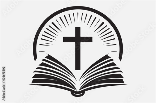 Silhouette of a holy Bible and cross