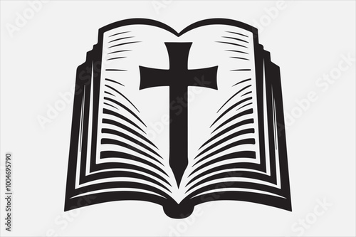 Silhouette of a holy Bible and cross