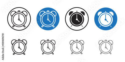 Alarm clock icon Thin line art collection