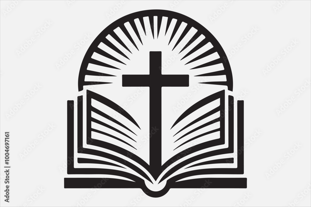 Silhouette of a holy Bible and cross Silhouette of a holy Bible and cross
