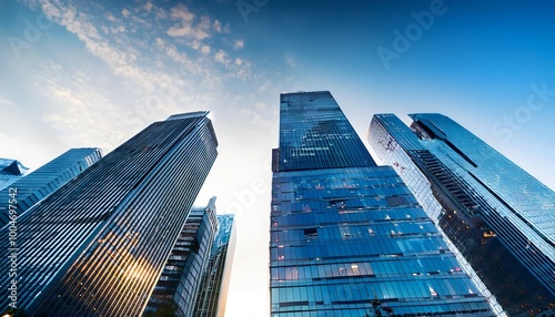Reflective Skyscrapers and Modern Business Office Buildings, with new york city bulding 
