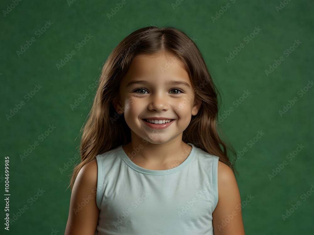 Little girl smiling and posing against a green screen. Little girl smiling and posing against a green screen.