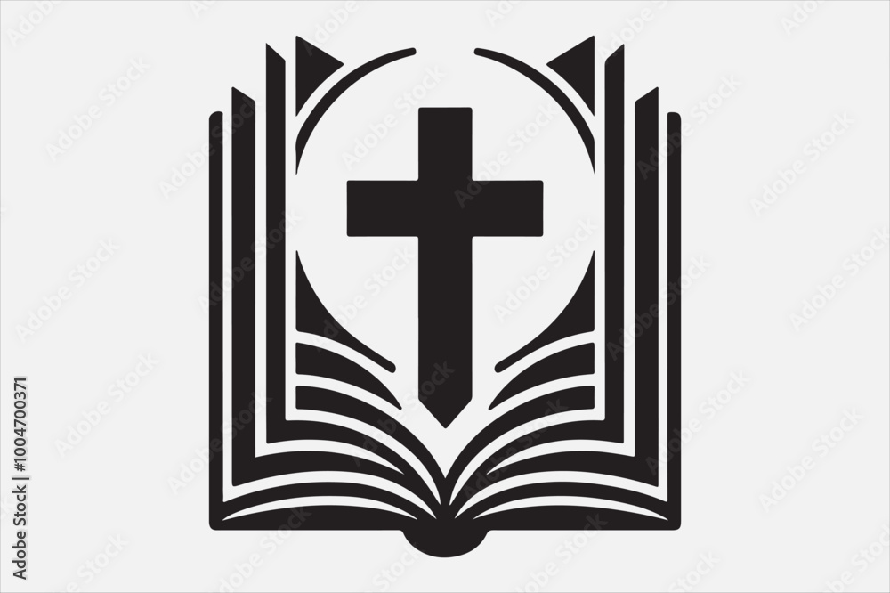 Silhouette of a holy Bible and cross Silhouette of a holy Bible and cross