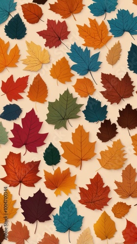 Beautiful minimalist autumn leaves, pattern, wallpaper