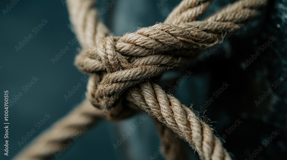 Close-Up of a Nautical Rope Knot Showcasing Strength and Durability Close-Up of a Nautical Rope Knot Showcasing Strength and Durability