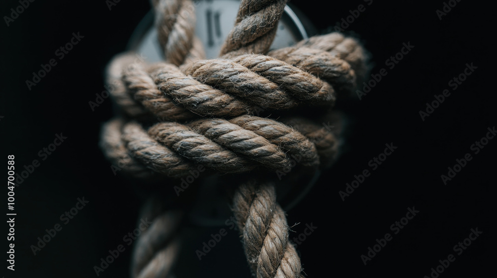 Intricate Close-Up of a Twisted Rope Knot Showcasing Detailed Texture