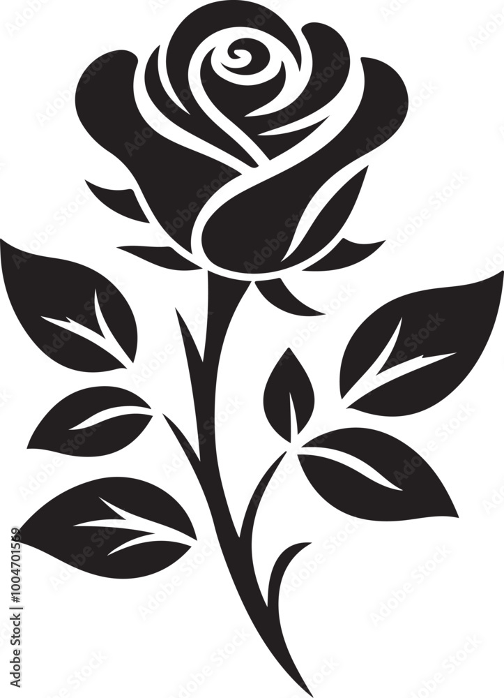 Obraz premium A rose silhouette vector style in white background