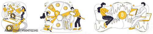 Cryptocurrency vector illustration. Finance. Bitcoin, blockchain and cryptocurrency concepts digital currency and blockchain Business, canvas, paints masterpiece innovation as cryptocurrency