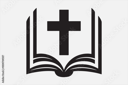 Silhouette of a holy Bible and cross