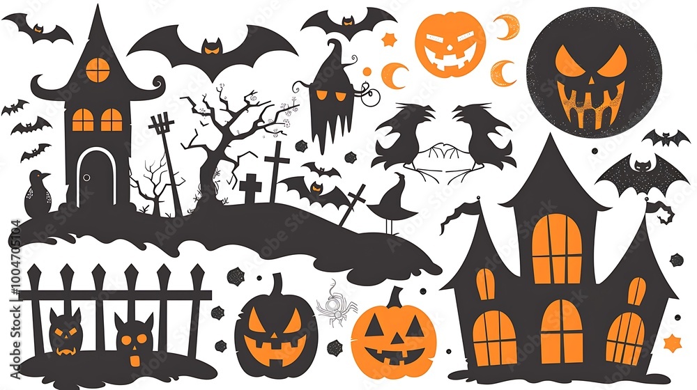 halloween icon, illustraton set halloween icon, illustraton set