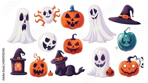 halloween icon, illustraton set