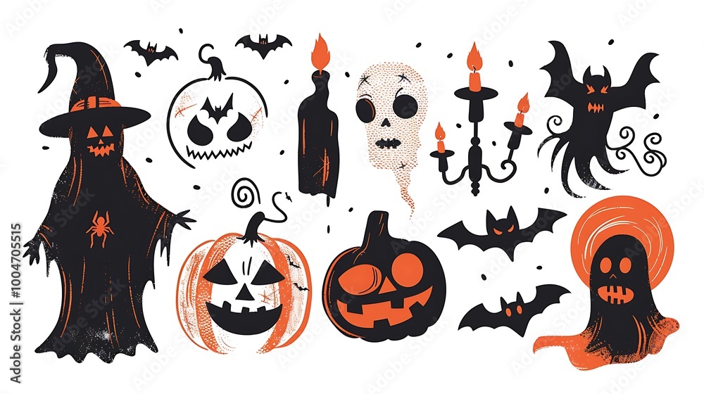 halloween icon, illustraton set halloween icon, illustraton set