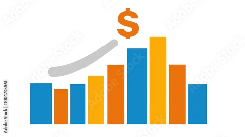 A bright bar graph depicts increasing financial success, marked by a prominent dollar sign at the peak