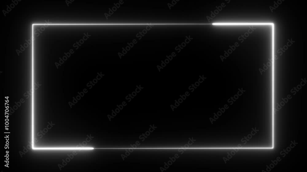 neon border frame, white glowing border, rectangle, frame, black screen frame, border black screen, glowing frame, glowing border