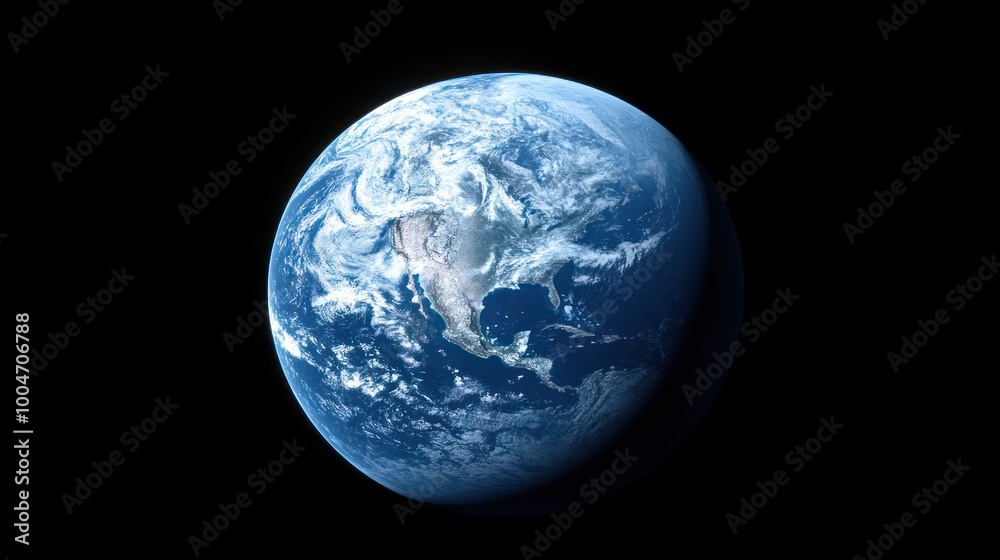 The view features the Earth with blue oceans, green landmasses, and white clouds, captured from the vastness of space The view features the Earth with blue oceans, green landmasses, and white clouds, captured from the vastness of space