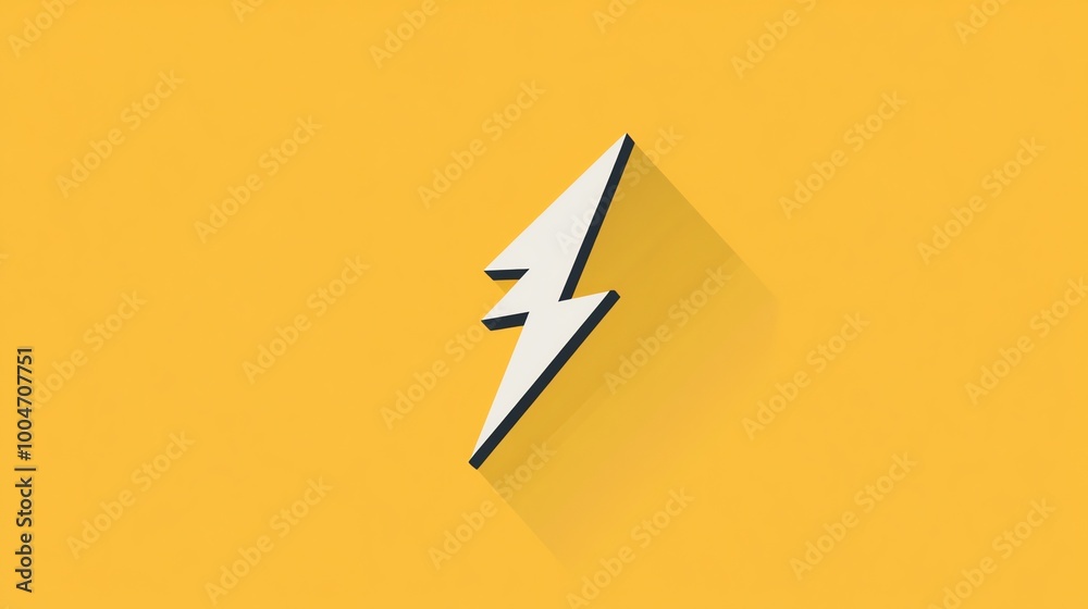 A white lightning bolt icon with a long shadow on a yellow background. A white lightning bolt icon with a long shadow on a yellow background.