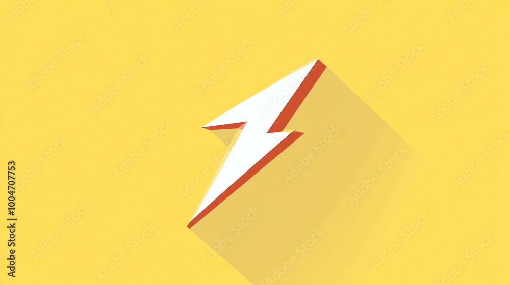 A white lightning bolt icon with red outline on a yellow background. A white lightning bolt icon with red outline on a yellow background.