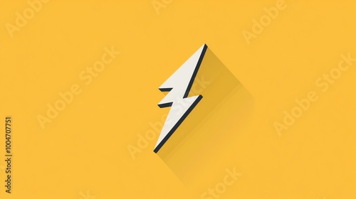 A white lightning bolt icon with a long shadow on a yellow background.