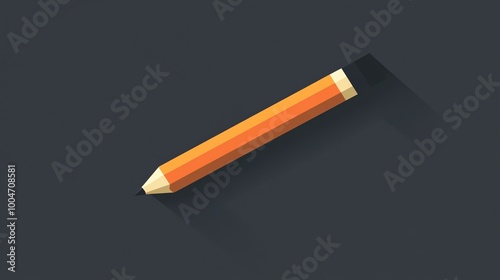 A simple, flat design of a yellow pencil with a long shadow.