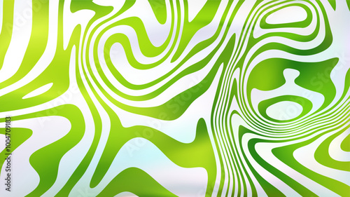 Abstract white green fluid swirl bg. Liquid line surface.