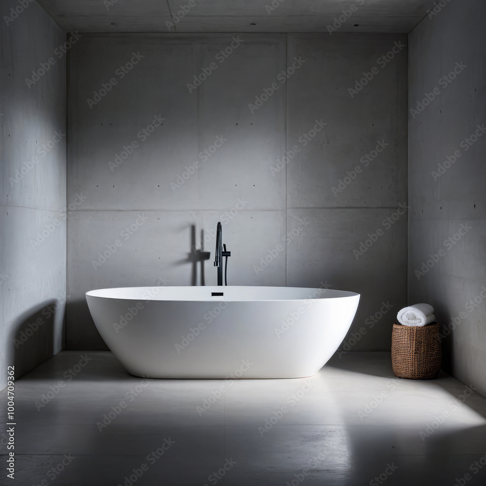 Fototapeta premium Modern Elegance. Minimalist Bathroom Design