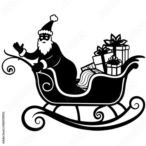 Santa sleigh silhouette vector, sleigh vector,  sleigh silhouette vector,